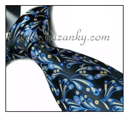 Kravata - vázanka Černá s modrým vzorem