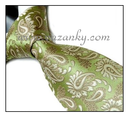 Kravata - vázanka Zelená se zeleným vzorem
