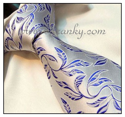 Kravata - vázanka Stříbrná s modrým vzorem