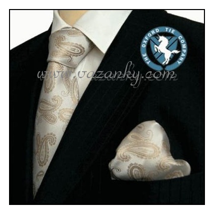 Kravata - vázanka Stříbrná se stříbno - zlatým vzorem
