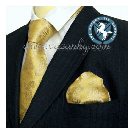 Kravata - vázanka Zlatá se zlatým vzorem
