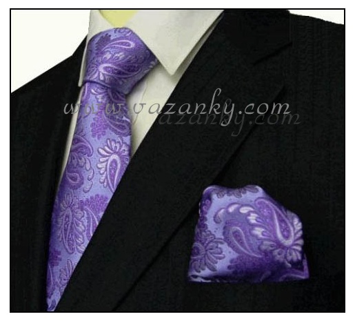 Kravata - vázanka Fialová s fialovým vzorem