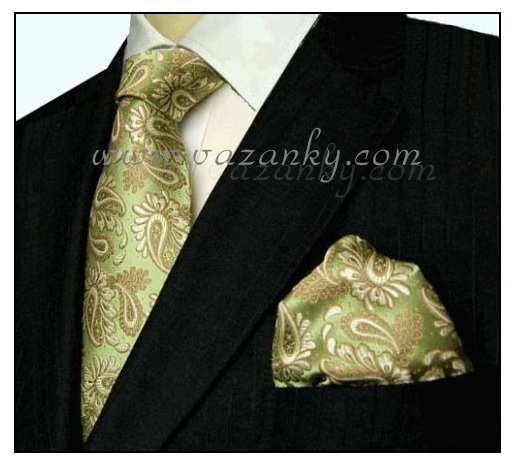 Kravata - vázanka Zelená se zeleným vzorem
