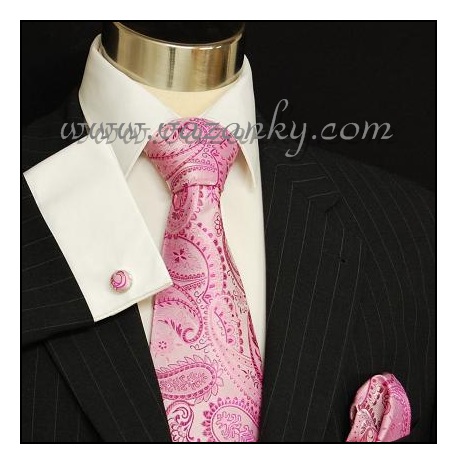 Kravata - vázanka Růžová s růžovým vzorem