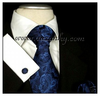 Kravata - vázanka Modro-černá s modrým vzorem