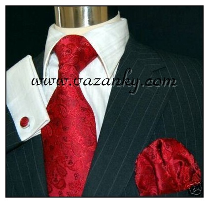 Kravata - vázanka Červená s červeným vzorem