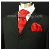 Kravata - vázanka Červená kravatová šála s kapesníčkem