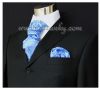 Kravata - vázanka Modrá kravatová šála s kapesníčkem