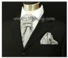 Kravata - vázanka Šedá kravatová šála s kapesníčkem