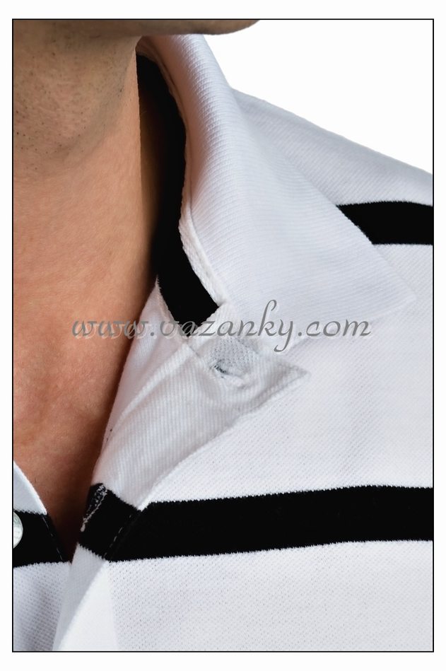 Kravata - vázanka Polo-košile bílá s černými proužky