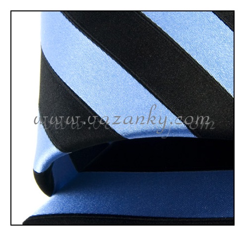 Kravata - vázanka Černá s modrými pruhy