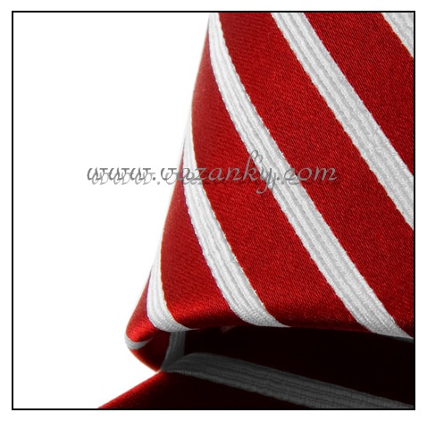 Kravata - vázanka Červená s bílými proužky