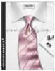 Kravata - vázanka Růžová s šedými proužky