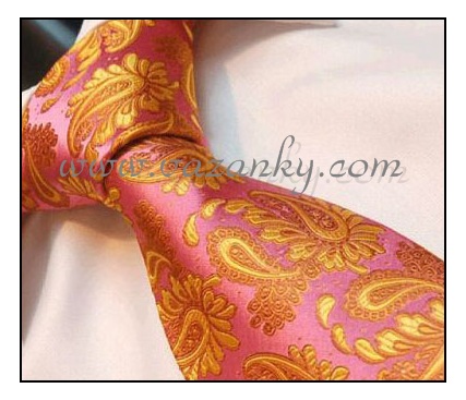 Kravata - vázanka Růžová se žlutým vzorem